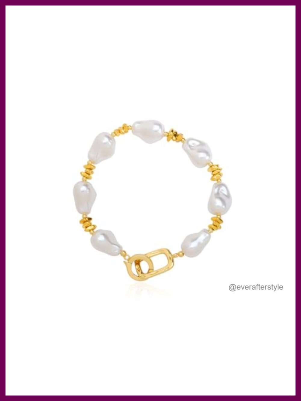 Faux Baroque Pearl Beaded Link Bracelet 7-12mm 8.3in Wedding Gift